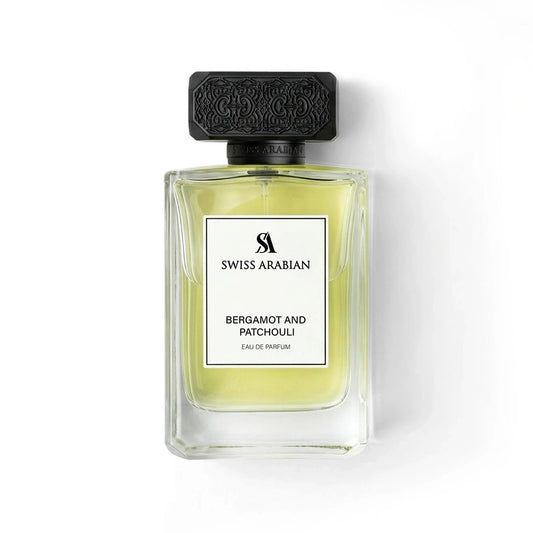 Bergamot and Patchouli by Swiss Arabian perfume bottle
